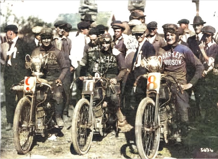 1919 Marion Motorcycle Race Group Winner Photo
