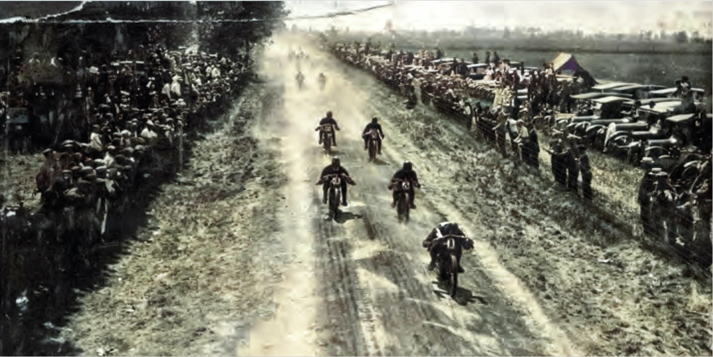 Dusty 1919 Marion Motorcycle Race